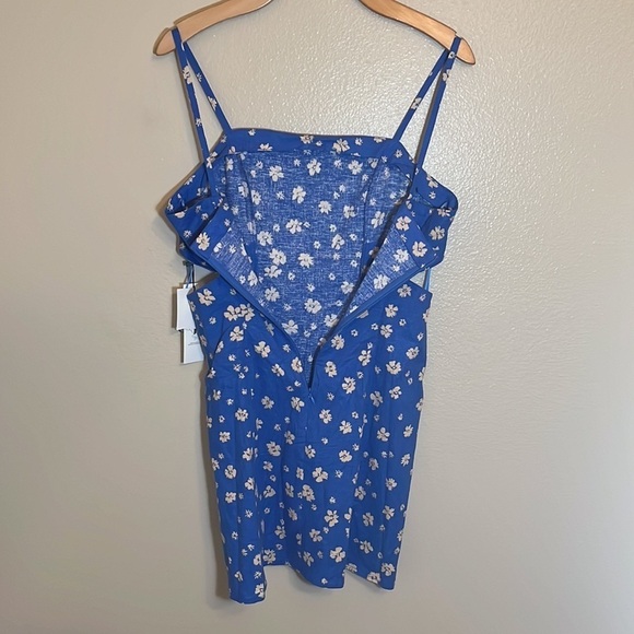 ZARA Spaghetti Strap Floral Linen Blend Cut Out Sides Dress - Picture 8 of 11